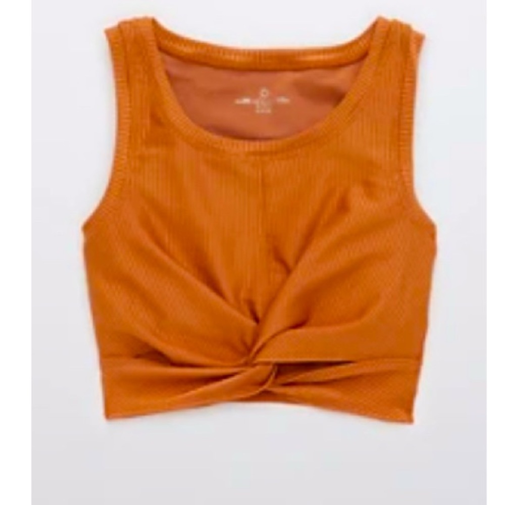 Aerie OFFLINE Ribbed Shine Twist Front Sports Bra